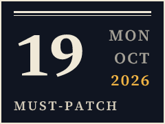 Daily CISO edition plate for October 19, 2026, marked must-patch: CISA: Attackers Actively Exploiting BeyondTrust Remote Support Flaw