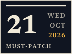 Daily CISO edition plate for October 21, 2026, marked must-patch: CISA Adds Six Actively Exploited Vulnerabilities to KEV Catalog